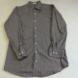 Peter Millar Shirt Mens Medium M Blue Plaid Button Down Long Sleeve 100% Cotton